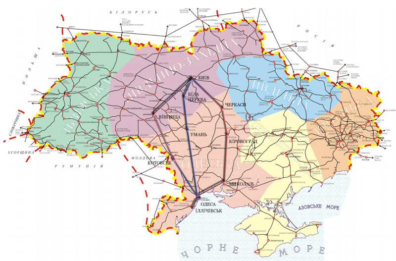 Project proposal: high-speed double-track cargo/passenger string transport route Kiev - Odessa