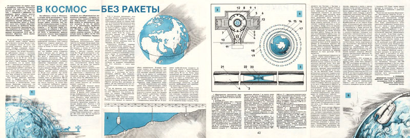 The journal Technology and science published an article written by the Chairman of the Committee of the Gomel regional Council of the scientific-technical society and a member of the USSR Federation of cosmonautics Anatoly Yunitskiy on problems of rocketless space transport systems under the title - Into space without a rocket