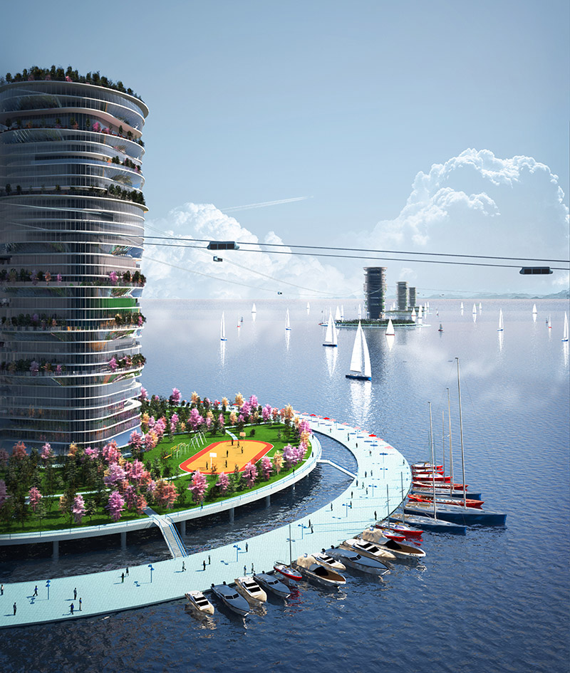 Project of a linear city on the sea shelf