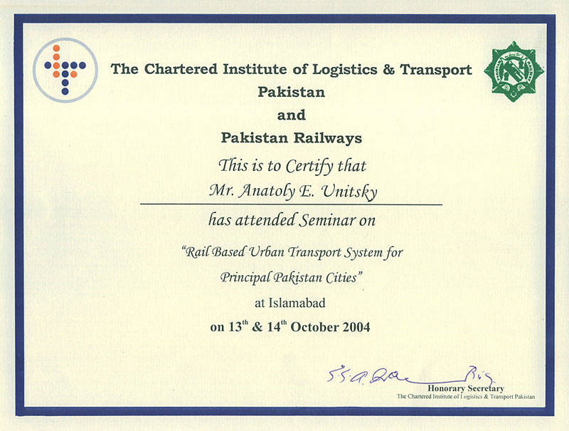 Rail Based Urban Transport System for Principal Pakistan Cities
