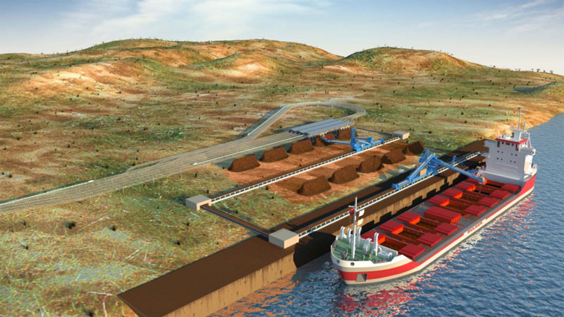 Concept design of STS Freight Mounted Transport System with the capacity of 100 million tons per annum: STS 103 Transport system - unloading of ore in the sea port