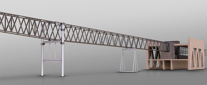 EcoTechnoPark object: complex for longitudinal launching of trussed-string track structure
