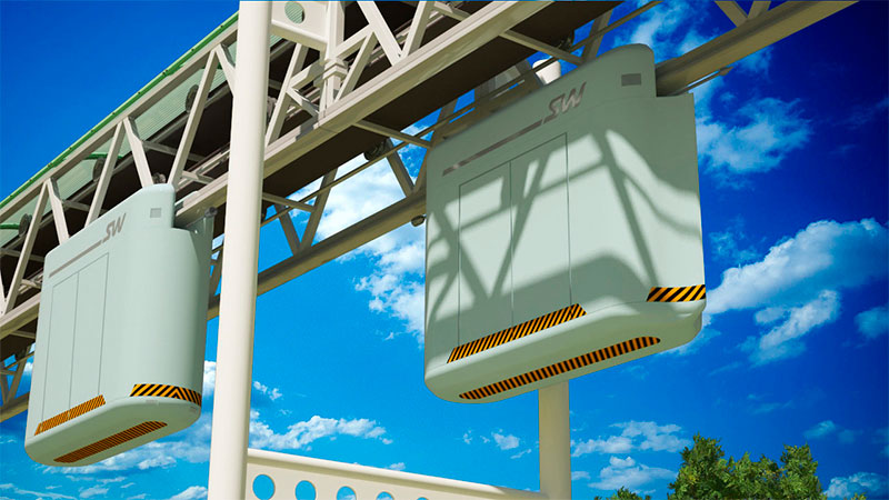 EcoTechnoPark object: cargo suspended unicar SkyWay for breakbulk cargo transportation
