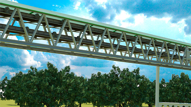 EcoTechnoPark object: trussed-string overpass for cargo SkyWay