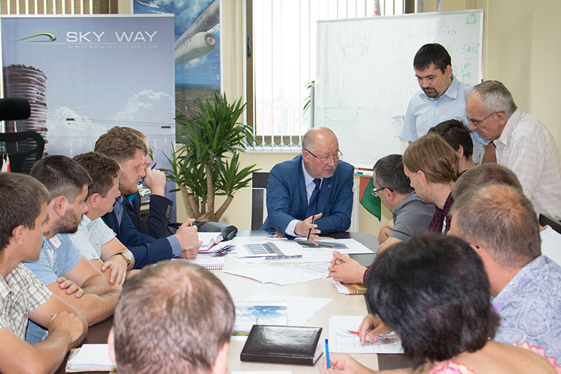 09:05 - A meeting in the office of the General director - General designer of SkyWay Technologies Co. Anatoly Yunitskiy. Discussion on SkyWay track structural elements and their design options
