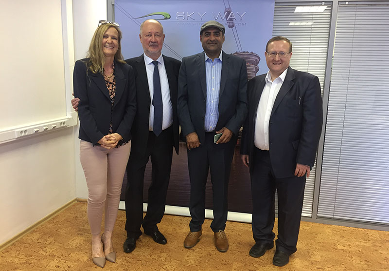 From left to right: CEO of the Swiss consulting company Castor Consult AG Dorothea Jeger, President of the SkyWay Group of Companies Anatoly Yunitskiy, the representative of the Indian community in Switzerland Rajwinder Singh and Head of targeted projects service at Skyway technologies Co. Kiryl Badulin
