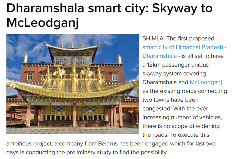 The Times of India - Dharamshala smart city: Skyway to McLeodganj